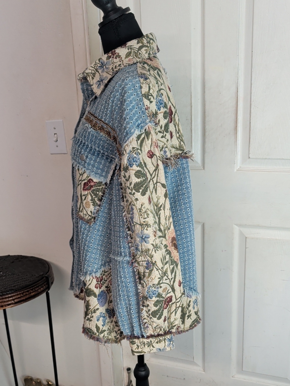 POL Denim Floral Shacket Women Small - Picture 3 of 6